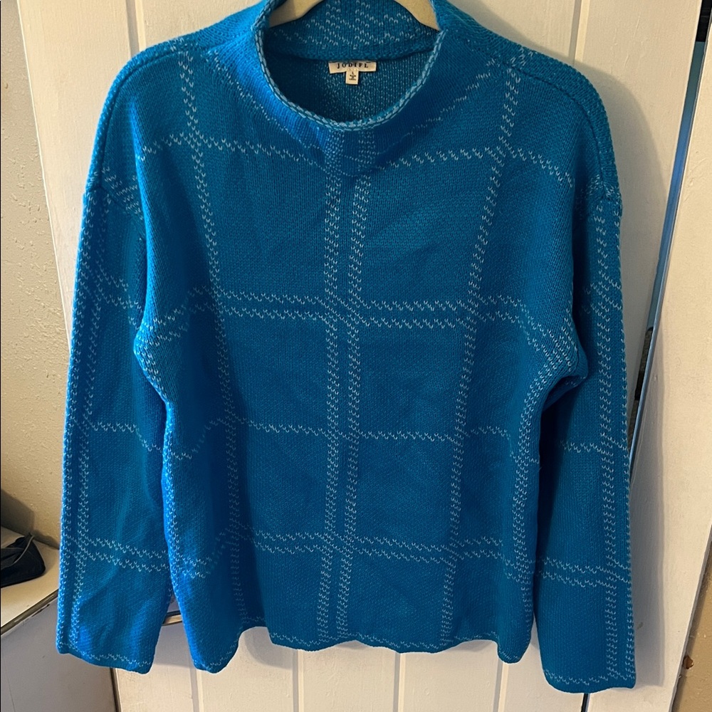 JODIFL Vibrant Blue Cowl Neck Sweater